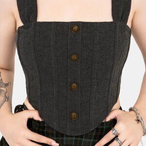 Ombra Button Front Sleeveless Corset Top